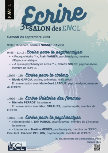 Programme du 3ème Salon des ENCL : Écrire