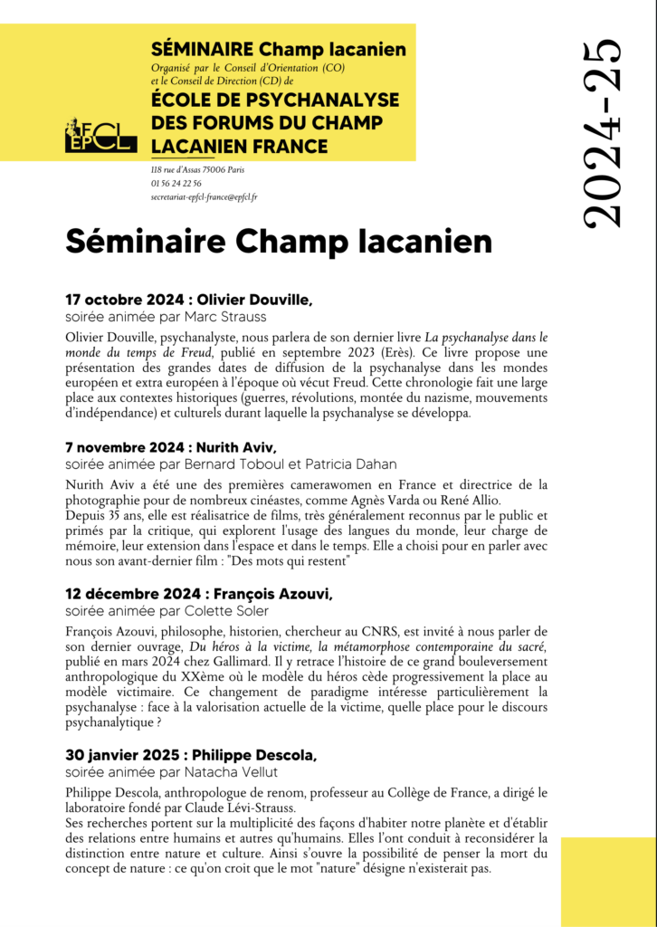 Archives des Séminaire du Champ lacanien - EPFCL